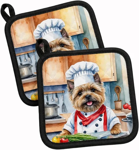 Vista 52 de Caroline's Treasures Coton de Tulear El Chef Par de Agarraderas de Ollas de Cocina Resistentes al Calor Juegos de Agarraderas de Ollas Almohadillas