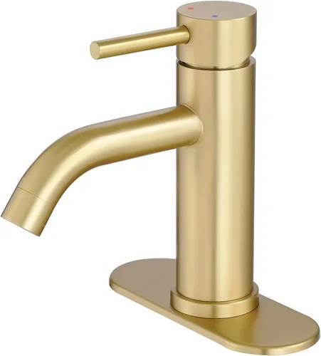 Vista 10 de GENBONS Grifos de Baño, Grifo de Fregadero de Baño de Un Solo Agujero Níquel Cepillado, Grifo Moderno de Fregadero de Tocador de Una Sola Manija, 1