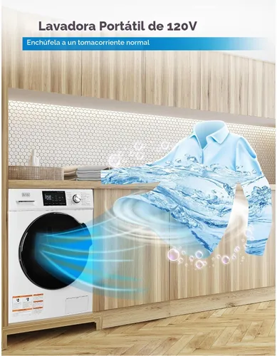 Vista 4 de BLACK+DECKER Lavadora de carga frontal, lavadora compacta de 2.7 pies cúbicos con pantalla LED y 16 ciclos