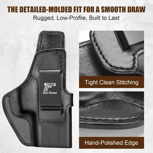 Vista 4 de GUN & FLOWER IWB Leather Holster for Taurus G3C/ G2C/ G2S/ G3C Toro/ TX22 Compact/ PT111/ PT140 - Optic Ready Available, Inside Waistband Concealed