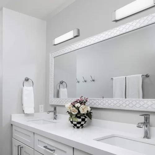 Vista 6 de Darcy - Lámpara LED de pared o tocador de baño de 24 pulgadas, 3000 K, en níquel cepillado