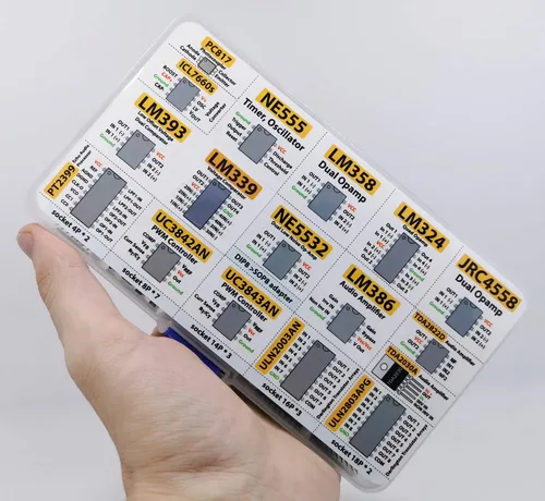 Vista 6 de Surtido de chips CI XL, 150 piezas, amplificador, oscilador, pwm, PC817, NE555, LM358, LM324, JRC4558, LM393, LM339, NE5532, LM386, TDA2030