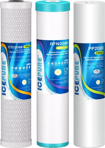 Vista 18 de ICEPURE Filtro de agua de carbón activado y KDF de gran capacidad de 4.5 x 20 pulgadas, filtración de metal pesado para toda la casa, filtro de agua