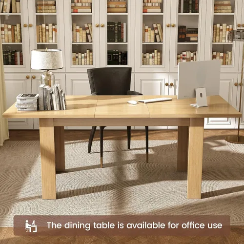 Vista 5 de Miereirl Mesa de comedor extensible de 59 a 77 pulgadas para 6 a 8, mesa de cocina rectangular que ahorra espacio con extensión fácil de sacar