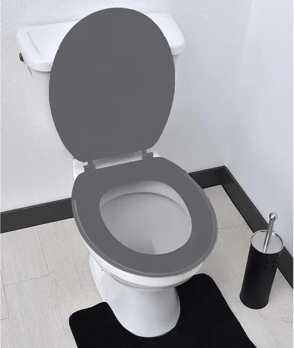 Vista 2 de Asiento de inodoro redondo de madera moldeada 17", 100% madera MDF Gris