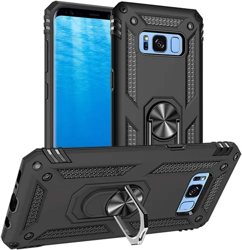 Vista 23 de Yiakeng Funda para Samsung Galaxy S8, Samsung S8, funda protectora de grado militar con anillo para Samsung Galaxy S8 (verde militar)