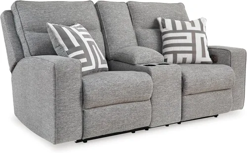 Vista 22 de Signature Design by Ashley Sofá reclinable eléctrico, gris peltre, Biscoe