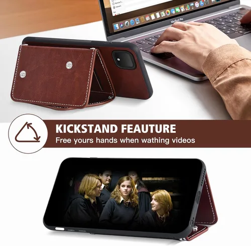 Vista 4 de Asuwish Funda de teléfono para Google Pixel 4 XL con protector de pantalla de vidrio templado, soporte para tarjetas de crédito, soporte de correa