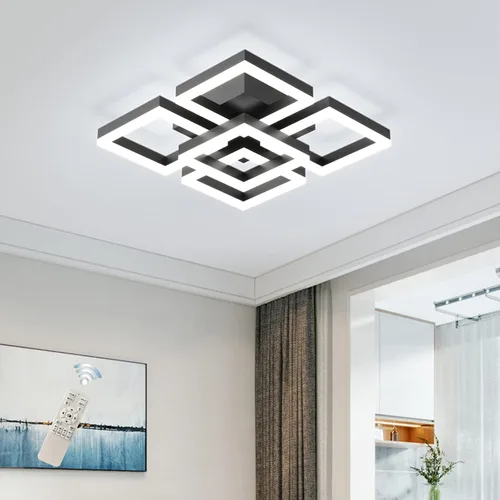 Vista 10 de GEADI Lámpara de techo moderna regulable, lámpara de techo LED blanca de 35.4 pulgadas con control remoto, accesorio de iluminación rectangular