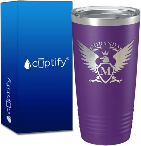 Vista 9 de Vaso personalizado de regalo de cumpleaños para mujeres y hombres, con monograma de escritura dividida, inicial y nombre grabado en negro, taza