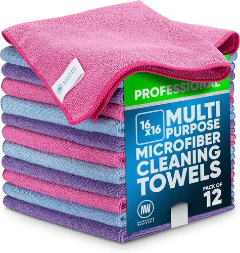Vista 11 de Toalla Buff Pro de Microfibra de Superficie Múltiple - Paquete de 12 unidades - Paños de limpieza premium - Limpia, quita el polvo, pule, absorbe