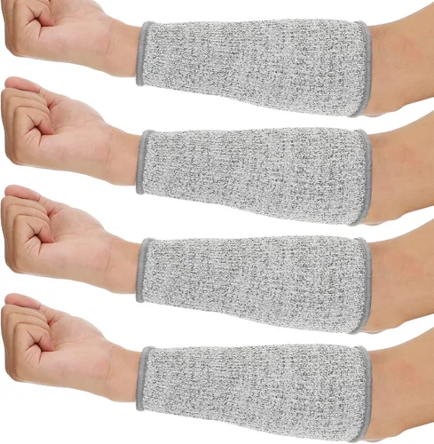 Vista 15 de Neer 4 pares de mangas protectoras para brazos para piel delgada, anticortes, resistentes a quemaduras, funda para antebrazo para cocina y Negro