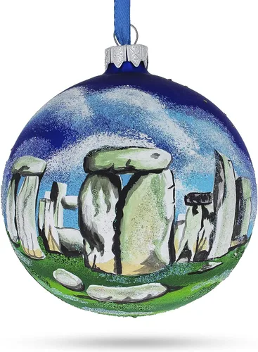 Vista 6 de Stonehenge, Reino Unido Bola de Vidrio Adorno de Navidad 4 Pulgadas
