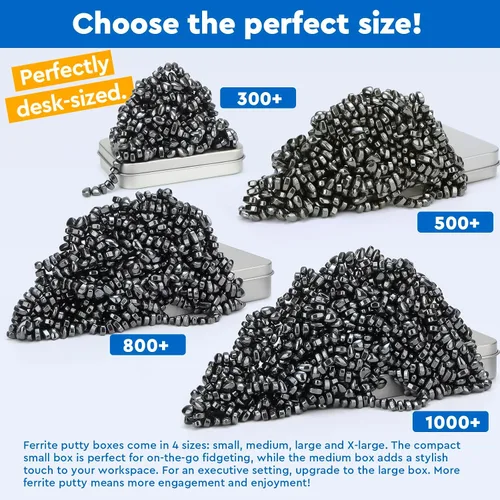 Vista 6 de Más de 300 masillas de ferrita originales de color negro, piedras sensoriales, para adultos para aliviar el estrés y el escritorio, artículos