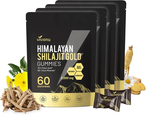 Vista 10 de Gomitas Shilajit, Shilajit para hombres y mujeres Fórmula 10 en 1 de alta potencia de 4000 mg con shilajit puro del Himalaya, Ashwagandha y 75%