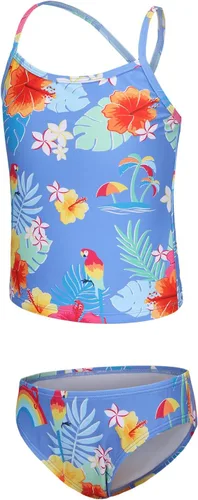 Vista 14 de Traje de baño tankini de dos piezas para niñas, traje de baño a rayas arcoíris Bandera estadounidense 40