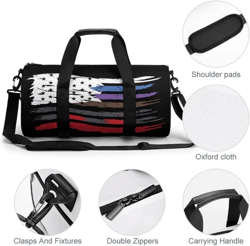 Vista 5 de Bolsa deportiva para gimnasio con bandera de Jiu Jitsu Americana, bolsa de viaje para entrenamiento, bolsas ligeras de fin de semana para mujeres
