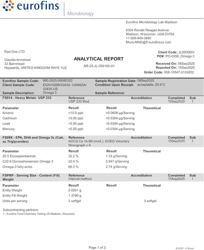 Vista 8 de Intelligent Labs Triglicérido Omega 3 2250 mg por porción de 3 cápsulas Cápsulas de aceite de pescado sin eructos 120 cápsulas blandas por