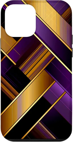 Vista 16 de Púrpura Negro Oro Plaid Patrón A Cuadros Amantes Caso Para iPhone 16