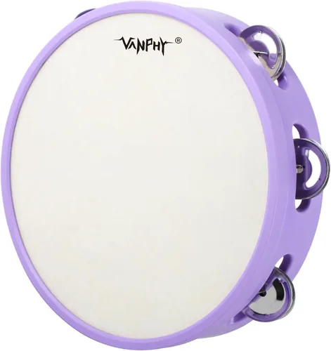 Vista 7 de Pandereta para adultos de 20 cm, panderetas de mano con cascabeles de metal, pandereta de ABS, instrumento de percusión musical para iglesia, fiesta
