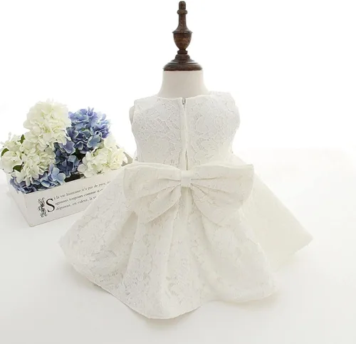 Vista 5 de Meiqiduo Conjunto de 3 piezas para niñas y bebés, bautizo, vestido formal de boda