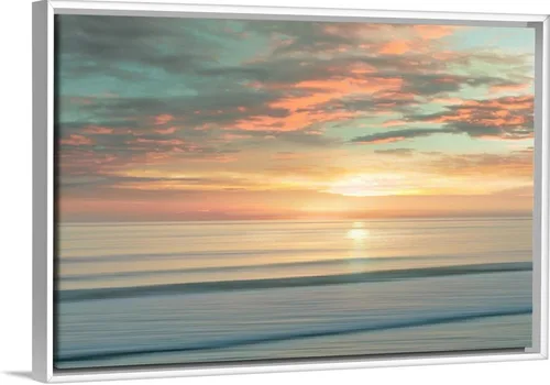Vista 8 de CANVAS ON DEMAND Lienzo de Arte de Pared con Marco Flotante Negro de Amanecer en la Playa por Alex Hanson, Contemporáneo, Decoración del Hogar, Arte