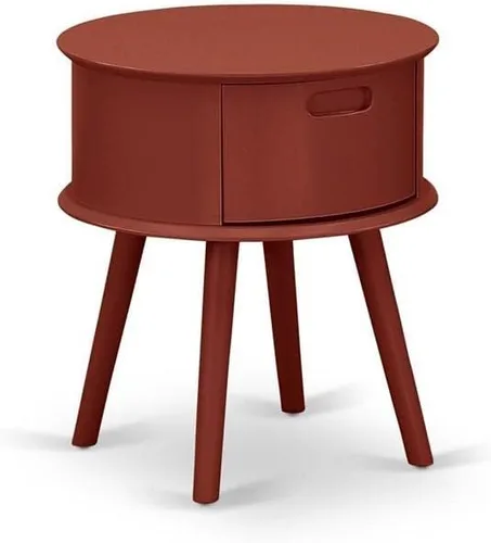 Vista 8 de East West Furniture GONE11 Gorgeous Gordon - Mesita de noche redonda de una pieza con cajón, 1 paquete, acabado negro
