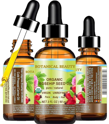 Vista 11 de Botanical Beauty Aceite de semilla de rosa orgánico 100% puro, natural, virgen, sin refinar, aceite portador prensado en frío para cara, piel
