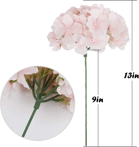 Vista 5 de Cabezales artificiales de hortensias de seda para decoración de bodas caseras, 10
