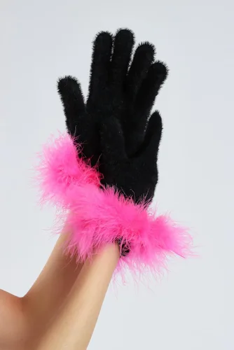 Vista 40 de Sahabowi Guantes de cuero para clima frío Manopla de lana cálida de invierno para mujeres