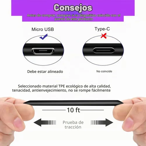 Vista 4 de Cable de carga de 10 pies compatible con Fujifilm INSTAX Share SP-2, SP-3, Mini Link, Polaroid Zip, HP Sprocket, Polaroid Mint, Kodak