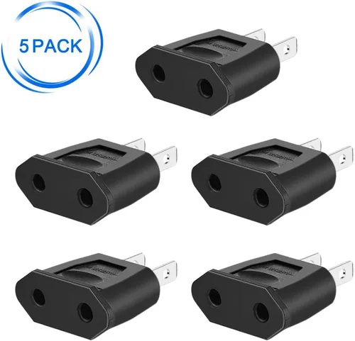 Vista 2 de 5 unids negro UE 0.2 in socket a USA viaje enchufe de alimentación Negro-5 piezas