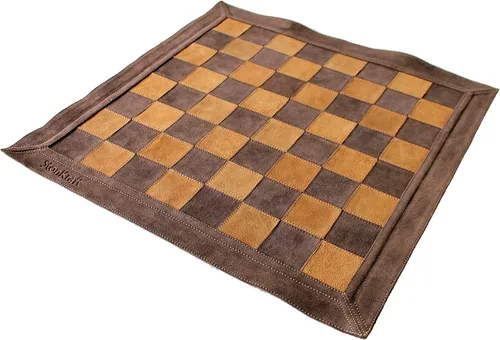Vista 2 de StonKraft Tablero de ajedrez de cuero genuino de tamaño grande de 19 x 19 pulgadas Ajedrez de torneo enrollable Ajedrez enrollable de torneo