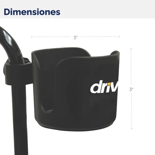 Vista 3 de Drive Medical Portavasos universal con abrazadera para andador, andador con ruedas y silla de ruedas, 3.5 x 4 pulgadas, negro Portavasos universal