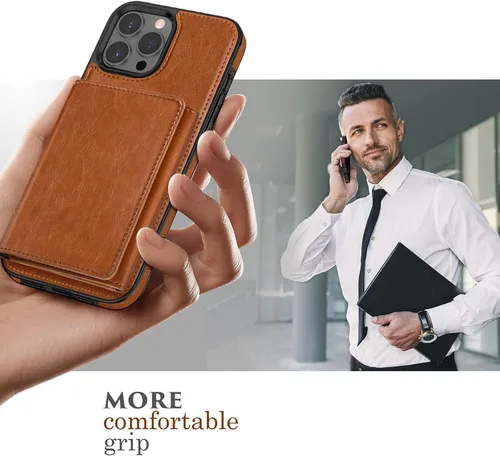 Vista 7 de LOHASIC Funda tipo cartera para iPhone 12 Pro Max, soporte para 6 tarjetas, parte trasera magnética desmontable, compatible con Mag-Safe, funda