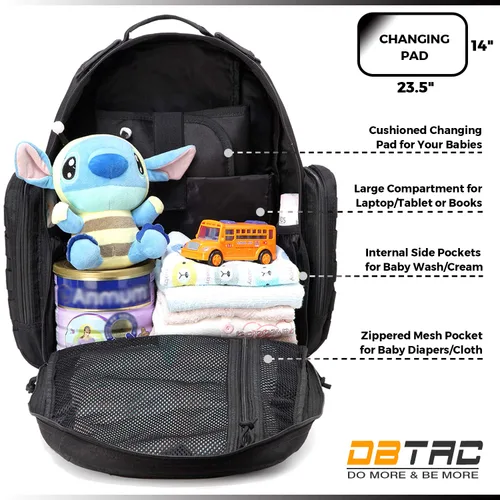 Vista 8 de Mochila para pañales para papá DBTAC, bolsa grande de pañales para bebé para hombres con cambiador, bolsillos aislados + para toallitas, correas