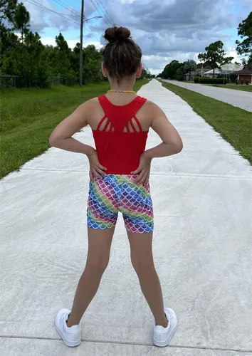 Vista 4 de Zaclotre Pantalones cortos de gimnasia para niños y niñas, bailarina, con brillo, pantalones cortos de gimnasia atlética