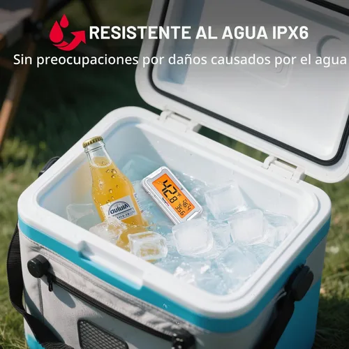 Vista 6 de Termómetro de refrigerador ThermoPro con gran pantalla LCD retroiluminada, termómetro de congelador y refrigerador resistente al agua, paquete de 2