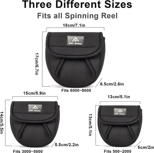 Vista 2 de 3Pcs Fundas para Carrete de Pesca Giratoria Bolsa de Transporte para Carrete de Pesca de Arrastre Estuche Protector Funda para Carrete de Pesca