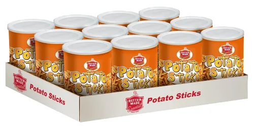 Vista 8 de Better Made Palitos de patata de 5 onzas – (original, bandeja para 12 latas) – Palitos de patata Shoestring – Sin gluten – Bocadillo crujiente