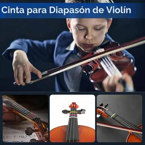 Vista 5 de Diapasón para violín, 8 rollos de calcomanías de guía de dedo para violín, cinta de dedo de violonchelo de 216 pies para principiantes posiciones