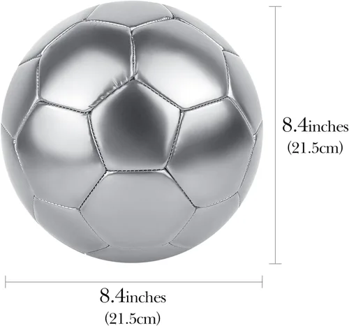 Vista 2 de Linkidea Balón de fútbol de color plateado tamaño 5, pelota de fútbol oficial tamaño partido, idea de regalo para fútbol de estilo libre