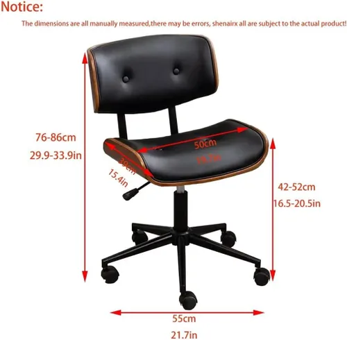 Vista 2 de Silla de oficina en casa con ruedas, silla de oficina cómoda y suave, sin brazos, silla de oficina tapizada, silla de computadora giratoria moderna