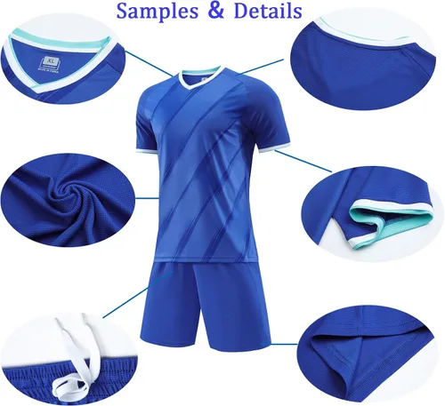 Vista 3 de Camiseta y pantalones cortos de fútbol personalizados con tu nombre y número Uniforme de Futbol personalizado para Ninos Hombres