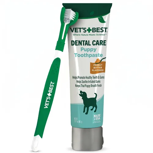 Vista 11 de Vet's Best Gel de pasta dental enzimática para perros, hecha en Estados Unidos.