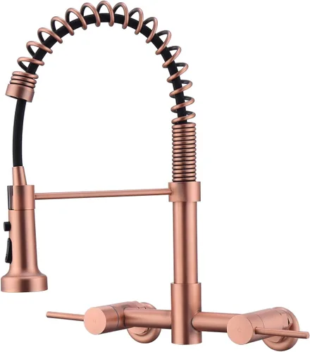Vista 10 de Grifo de cocina de montaje en pared, grifo de fregadero de cocina de montaje en pared de centro de 8 pulgadas con rociador desplegable, comercial
