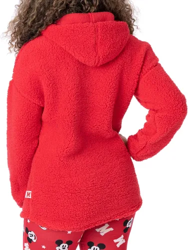 Vista 4 de Disney Mickey Mouse - Conjunto de pijama para mujer, sudadera con capucha roja con pantalones de leggings, regalos de ropa de descanso