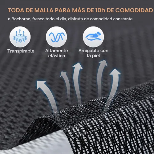 Vista 8 de GABRYLLY Silla de oficina ergonómica de malla, silla de escritorio ajustable para el hogar con reposabrazos plegable, reposacabezas 2D, asiento Negro