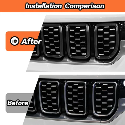 Vista 2 de 7 piezas de insertos de parrilla accesorios de rejilla para Jeep Grand Cherokee 2021+ (negro)