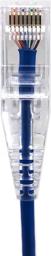 Vista 4 de MICRO CONNECTORS Cable de conexión ultradelgado Cat6A de 1 pie de 28 AWG, color azul (E09-001BL-SLIM)